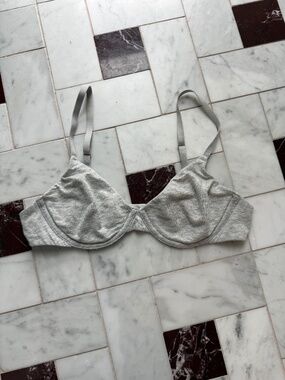 Skims Unlined Cotton Demi Bra, Gray, 32B
